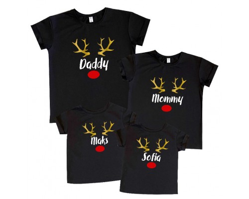 Рождество золотые рога - новогодние футболки для всей семьи купить в интернет магазине
