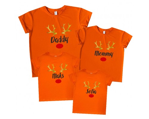 Різдво золоті роги - новорічні футболки для всієї родини купити в інтернет магазині