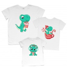 Динозаври - новорічний комплект сімейних футболок
