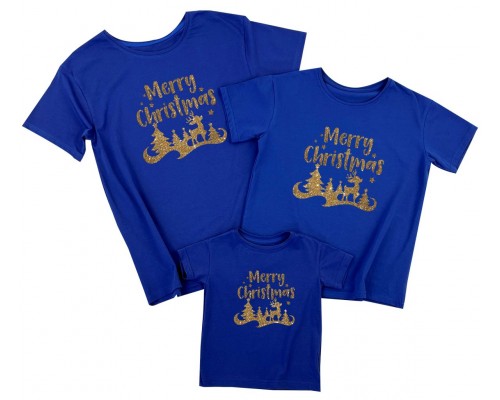 Merry Christmas глиттер - комплект новогодних футболок для всей семьи купить в интернет магазине