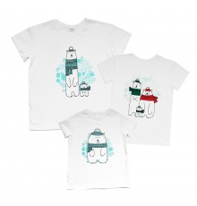Новорічні футболки family look для всієї родини з ведмедиками