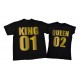 King, Queen - парные футболки для двоих золотой принт с номером купить в интернет магазине