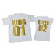 King, Queen - парные футболки для двоих золотой принт с номером купить в интернет магазине