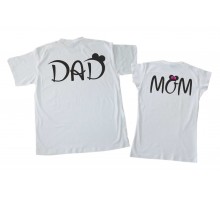 DAD, MOM с ушками Микки Маус - парные футболки для мужа и жены