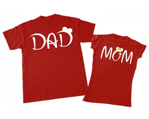 DAD, MOM з вушками Міккі Маус - парні футболки для чоловіка та дружини купити в інтернет магазині