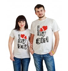 I love my boy, I love my girl - парні футболки для двох закоханих