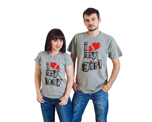I love my boy, I love my girl - парні футболки для двох закоханих купити в інтернет магазині