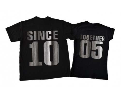 Since, Together - парные футболки для двоих серебряный принт с номером купить в интернет магазине