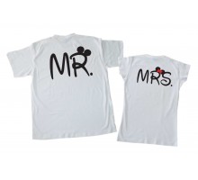 Mr. Mrs. с ушками Микки Маус - парные футболки для мужа и жены