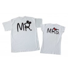 Mr. Mrs. с ушками Микки Маус - парные футболки для мужа и жены
