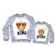 The King, The Queen - парные 2-х цветные свитшоты для влюбленных купить в интернет магазине
