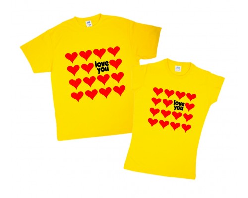 Love you - парные футболки для двоих влюбленных купить в интернет магазине