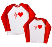 Сердце кардиограмма - парные регланы для двоих влюбленных