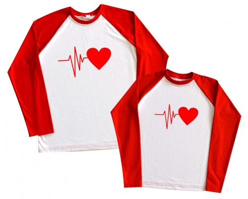 Сердце кардиограмма - парные регланы для двоих влюбленных купить в интернет магазине