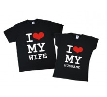 I love my husband, I love my wife - парні футболки для чоловіка та дружини