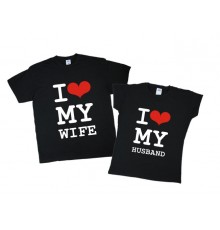 I love my husband, I love my wife - парні футболки для чоловіка та дружини