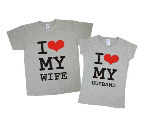 I love my husband, I love my wife - парні футболки для чоловіка та дружини купити в інтернет магазині
