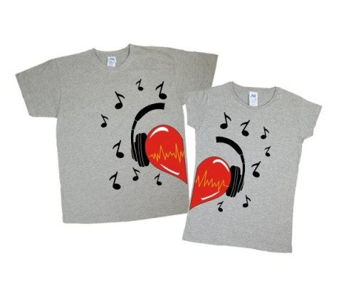 Сердце в наушниках - парные футболки для влюбленных купить в интернет магазине
