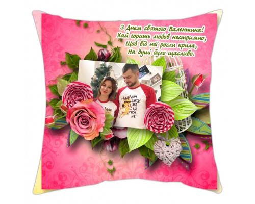 Подушка с фото на заказ принт с розами купить в интернет магазине