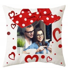 Подушка з фото для закоханих з сердечками