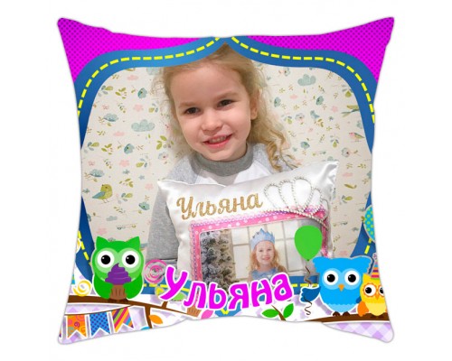 Іменна подушка з фото для дитини купити в інтернет магазині