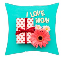 I LOVE MOM - подушка декоративная с надписью для мамы
