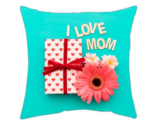 I LOVE MOM - подушка декоративная с надписью для мамы купить в интернет магазине