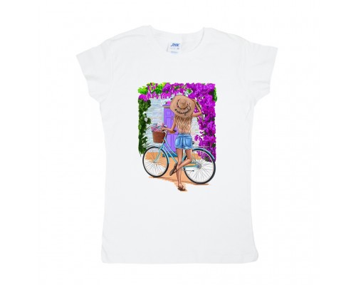 Футболка жіноча Девушка с велосипедом купити в інтернет магазині